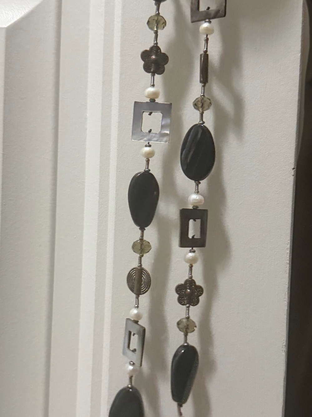 Plunder Black and Pearl Hanging Bead Wall Accent